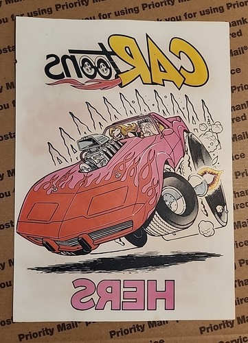 T-shirt vintage Car Toons fer sur papier par Steve Austin "HERS" Hot Rod - Photo 1 sur 2