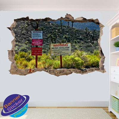 AREA 51 NEVADA WARNSCHILDER WANDAUFKLEBER 3D KUNST POSTER WANDBILD AUFKLEBER DEKO VI0
