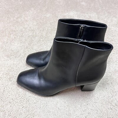 Franco Sarto Izzy Ankle Booties Black Leather Block Heeled Size 10 M Side  Zip | eBay