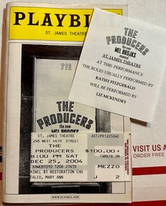 The Producers Playbill  St. James Theatre  Kind/Foster  w/Ticket and Inserts