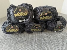 6 Skeins Noro KARUTA Yarn Color 1 Gray 150m/100g Silk Wool Cotton Blend