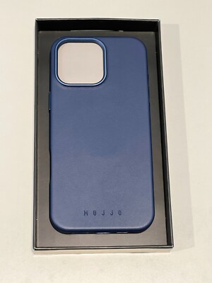 Mujjo Full Leather Case for iPhone 16 Pro Max - Monaco Blue OPEN