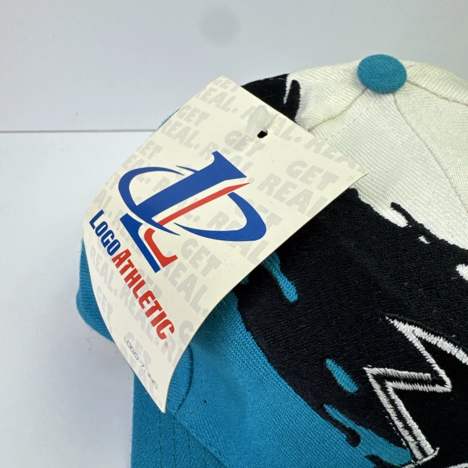 VTG NHL Logo Athletic San Jose Sharks Splash Snapback Hat 90s RARE NWT *NOTE* - Image 2 of 4