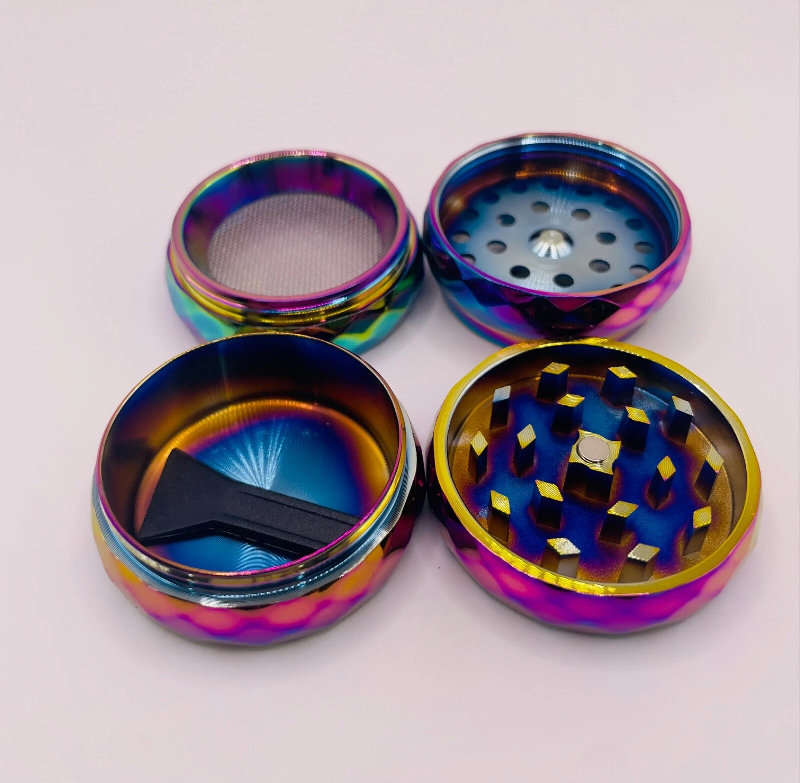 Colorful Crusher 4 Piece Tobacco Spice Herb Grinder - Gun Metal