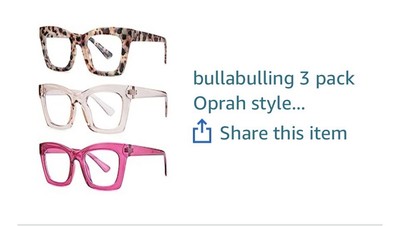 Bullabulling 3 Pack Oprah Style Reader Glasses