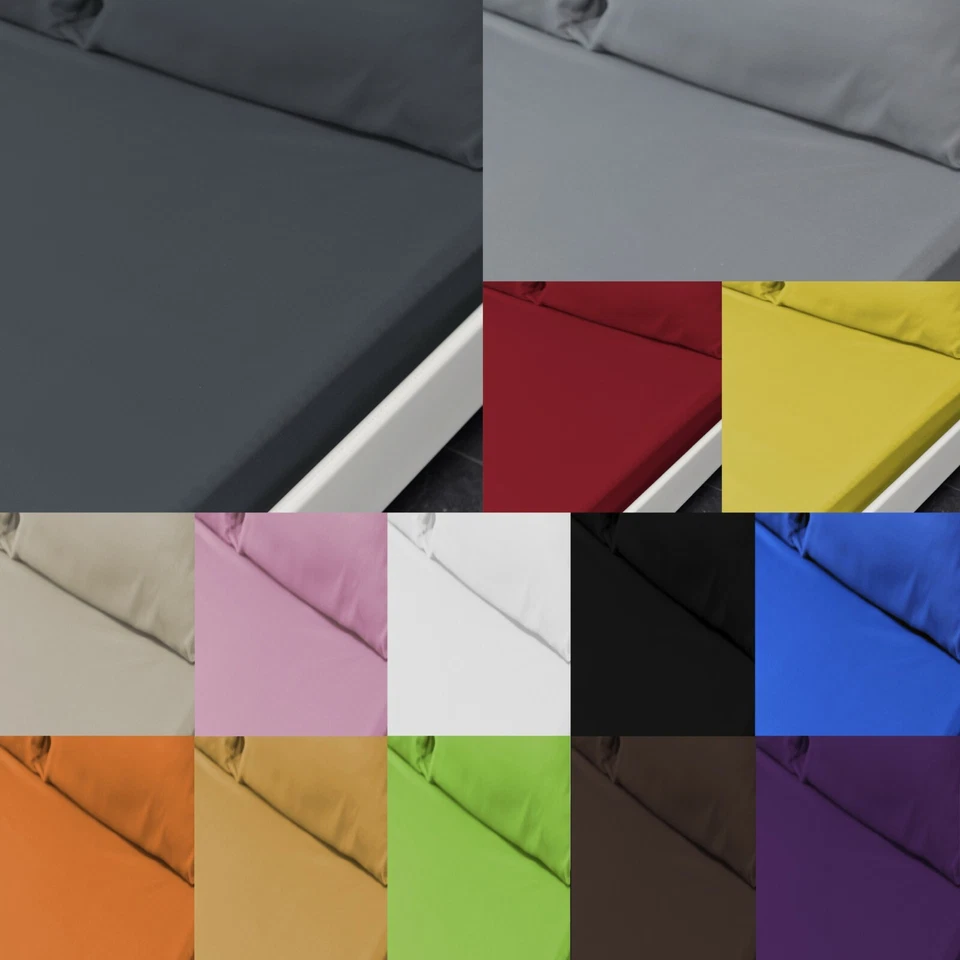 Plain Fitted Bed Sheets - Single Double King Super King - Super Soft Touch✔