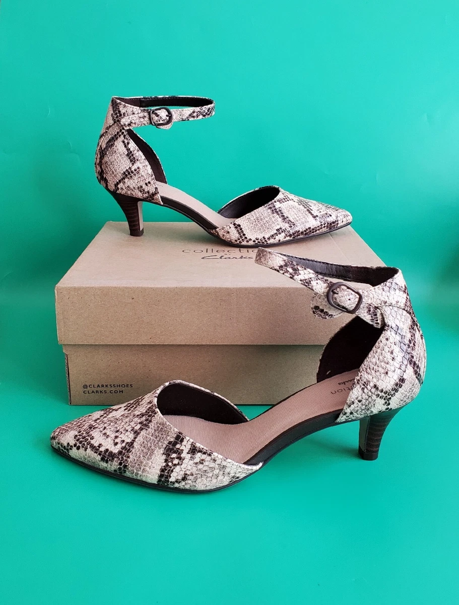 Clarks Linvale Edyth Synthetic Shoes in Taupe Snake Standard Fit