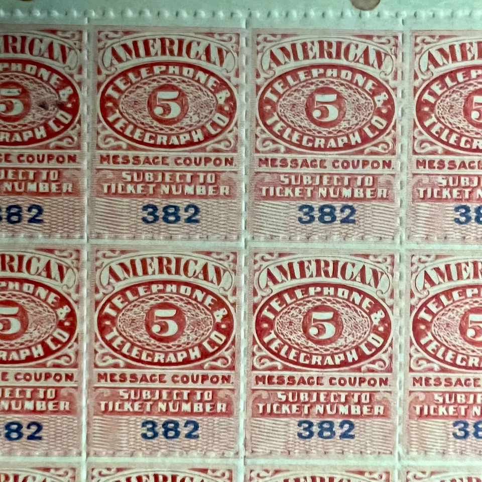 1906 5c & 25c Blocks of (12), American Telephone & Telegraph Co, Message Coupons - Image 3 of 4