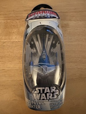 Rare blue Star Wars Titanium Naboo Patrol Fighter Die Cast Micro Machines NIB