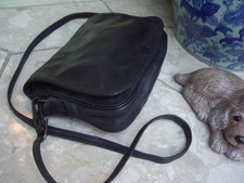 TULA BLACK LEATHER HANDBAG VINTAGE TULA ORGANIZER SHOULDER BAG