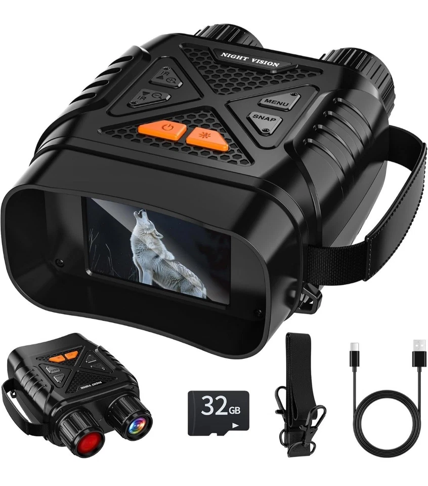 Visore Notturno Binocolo Visione Infrarossi Zoom 10x Scheda 32 GB Cannocchiale - Immagine 2 di 4