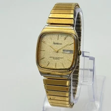 Vintage Men's ARMITRON Gold Tone Classic Bracelet Watch, 30mm, Day/Date, 20/2122