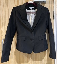 H&M Ladies Cropped Blazer In Black - Size EU 36 - Pre Owned - Free Postage 