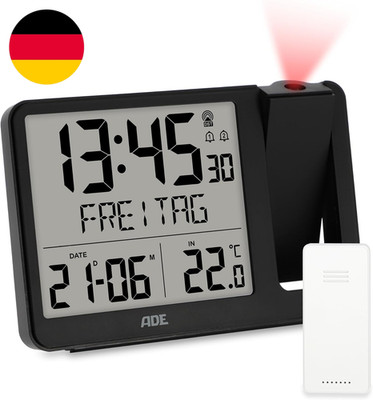ADE Digitaler Funkwecker Mit Projektion Und Außensensor | Projektionswecker Mit 