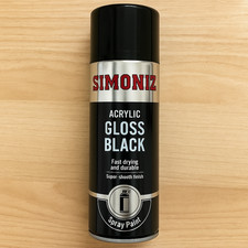 Simoniz Gloss Black Spray Paint 400ml Fast Dry Acrylic Car Metal Wood Aerosol UK