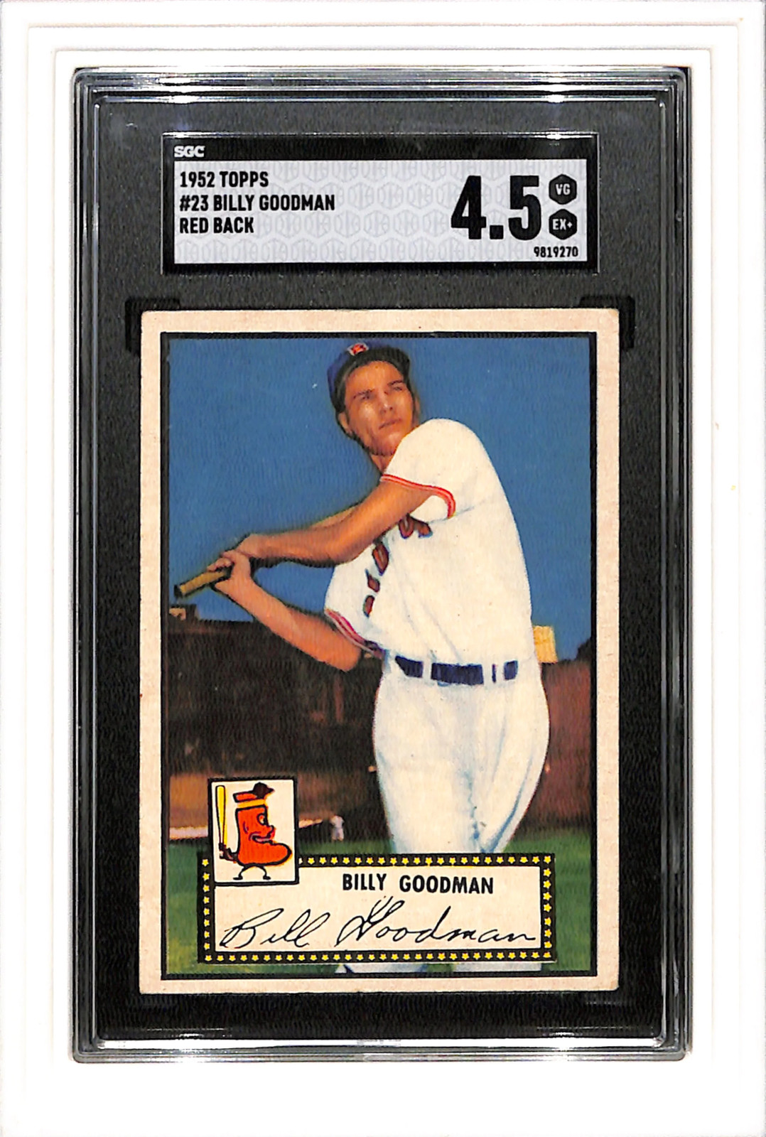 1952 Topps #23 Billy Goodman Red Back SGC 4.5 SN 9819270