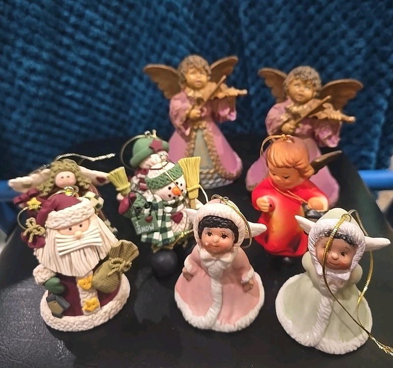 Lot Of 9 Vintage Angels Some Christmas Ornaments Mixed Materials Super Cute