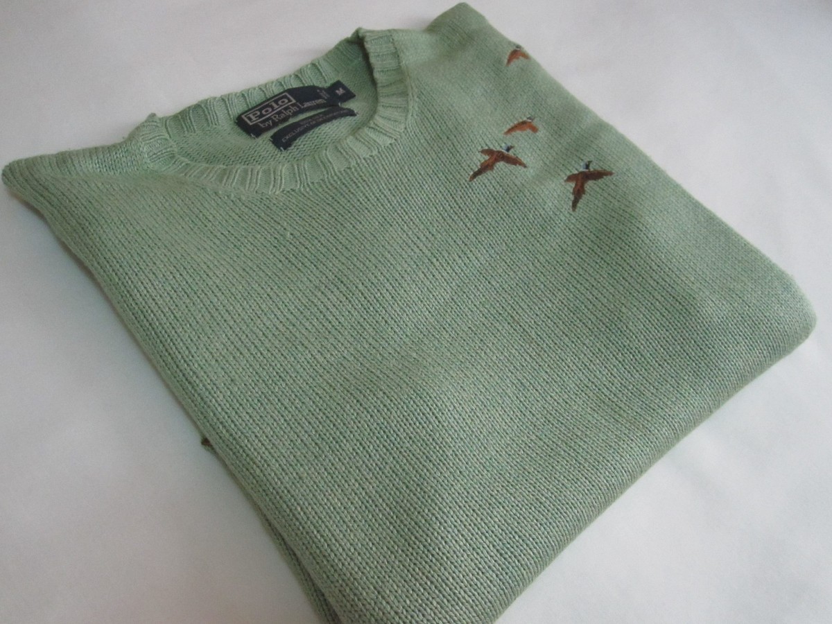 Polo Ralph Lauren Embroidered Pheasants 100% Silk Sweater (Mint