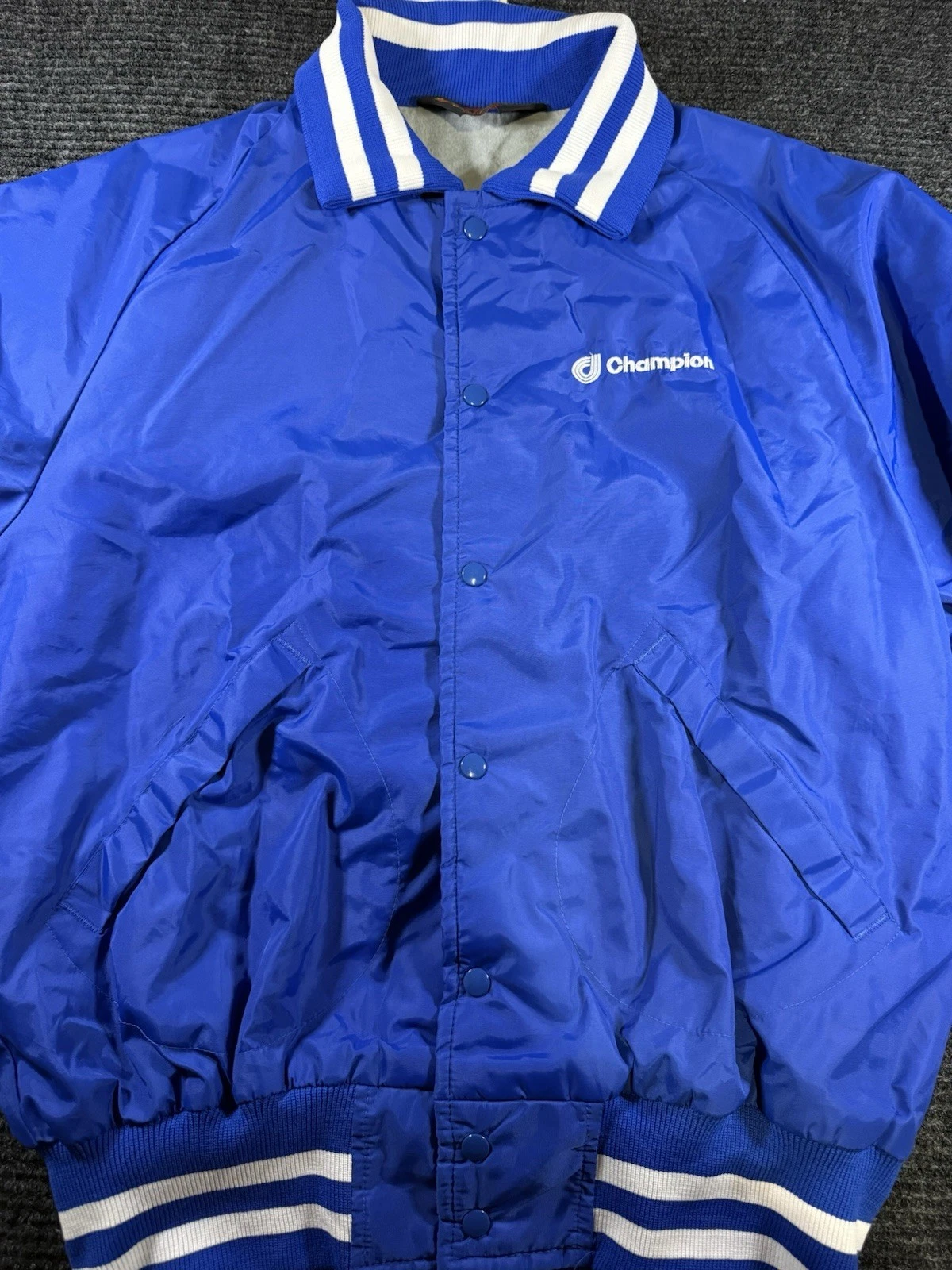 Vintage 80s 90s Champion Pla-Jac Dunbrooke Bomber Jacket Mens L Blue Made USA - product detail image 3