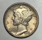 1916 10C Mercury Dime Higher Grade Toned 90% Silver