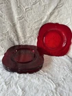Paden City Crows Foot Ruby Red 8.5" Luncheon Plate Depression Glass
