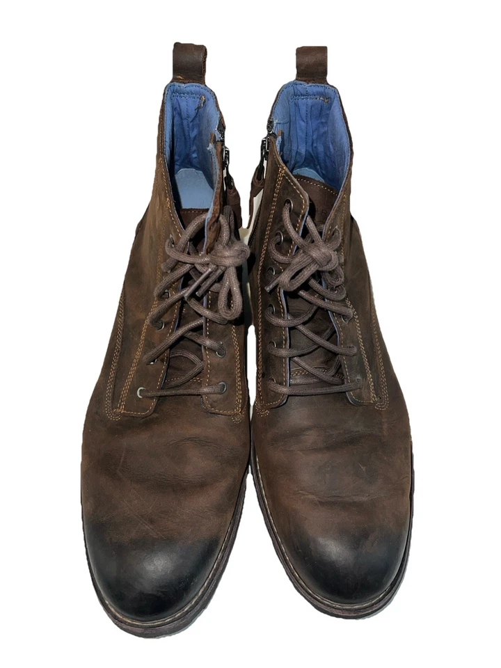 Botas para hombre Mark Nason talla 12 cuero marrón laterales cremallera con cordones Foto 2 de 4