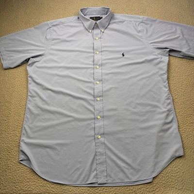 RALPH LAUREN Shirt Mens XLT Blue Performance Short Sleeve Preppy Casual