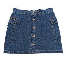 Vintage Girl Gear Cargo Mini Skirt 9/10 Jean Alt Grunge 90s Y2K Denim Retro Logo