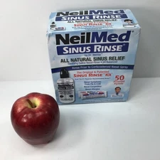 Neilmed SINUS RELIEF 50 Premixed Packets+ SINUS RINSE KIT 8oz Bottle ALL NATURAL