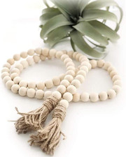60 Inches Wood Bead Garland,Wooden Beads with Tassels,Farmhouse Beads