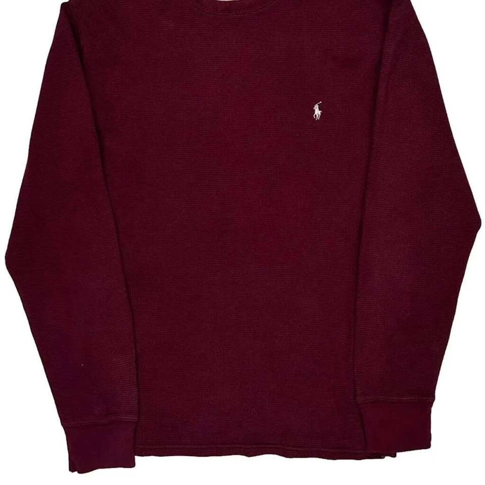 Polo By Ralph Lauren Long Sleeve T-Shirt - Small Burgundy Cotton - Image 4 of 4