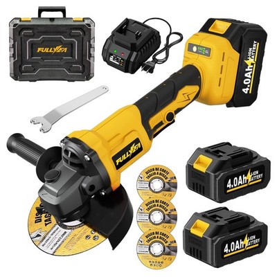 FULLYEA Cordless Angle Grinder 4-1/2'', Brushless Tool 12000 RPM, Power Grinders