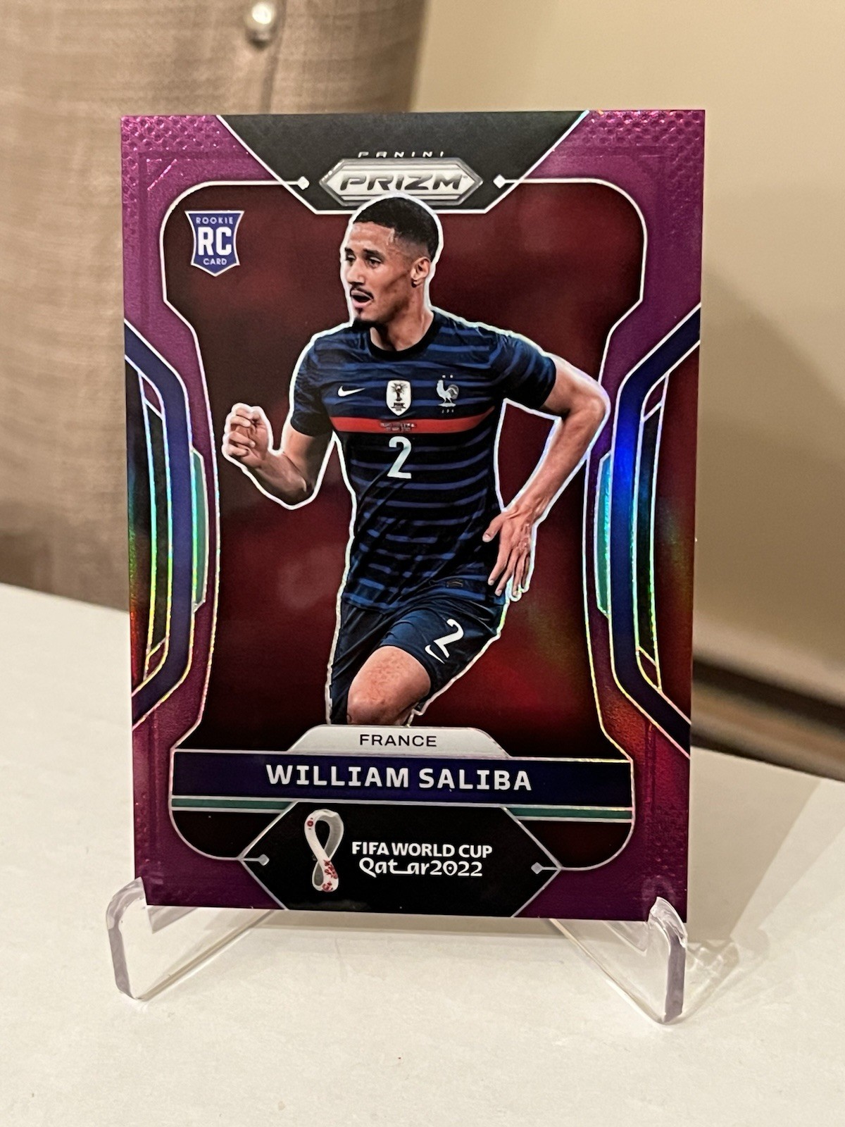 WILLIAM SALIBA FRANCE ARSENAL FIFA WORLD CUP QATAR 2022 PURPLE PRIZM /199 RC
