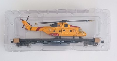 MENARDS CANADIAN NATIONAL LONG FLAT CAR WITH CANADIAN COAST GUARD HELICOPTER
