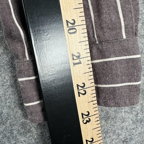 Frank & Eileen Shirt Womens Medium Brown White Stripe Joedy Woven Italy Casual - Picture 10 of 15