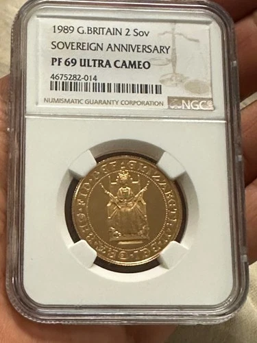 1989 Elizabeth II Gold Proof Double (£2) Sovereign NGC PF69 Ultra Cameo