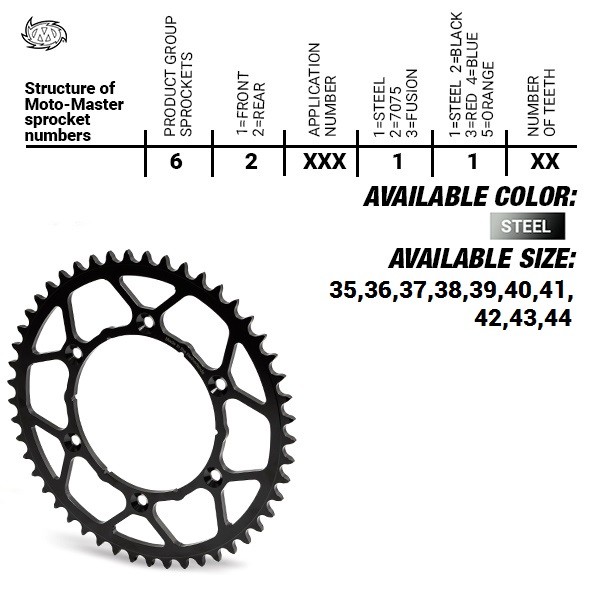 Moto-Master Rear Sprocket For KTM SX-E 5 2014-2025 Black Steel Each 62.029.11.41 - Image 5