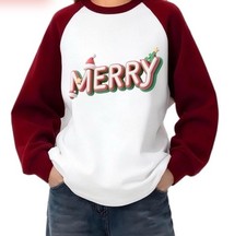 Merry Christmas Sweatshirt for Women - 2025 Crewneck Oversized Small