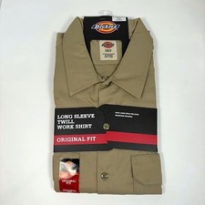 NWT Dickies Long Sleeve Twill Work Shirt Mens 2XL Tall Khaki Original Easy Care