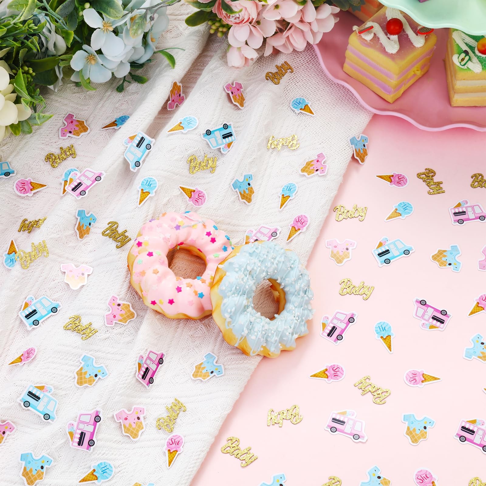 200 PCS What's The Scoop Confetti Pink Blue Gender Reveal Party Table Scatter