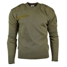 Original Österreichischer Armee Kommandopullover Wollstrick Verstärkt Oliv