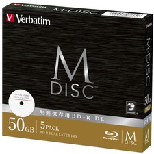 Japan NEW Verbatim M-DISC BD-R DL 50GB 1-6x DBR50RMDP5V2 5 Pack White
