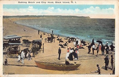 BLOCK ISLAND, RI ~ CLAY HEAD & BEACH, Pub. BERGER BROS  #216595~ dated 1920s