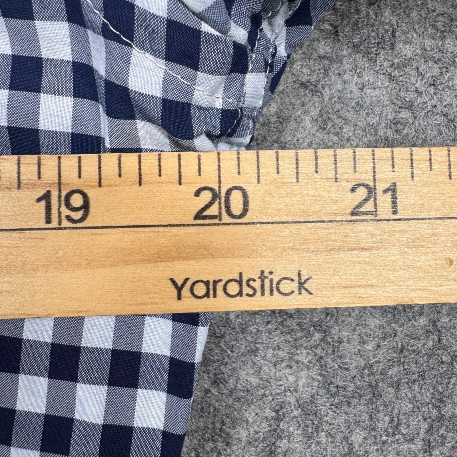 Express Men M Fitted Gingham Button Up Shirt Navy… - image 4