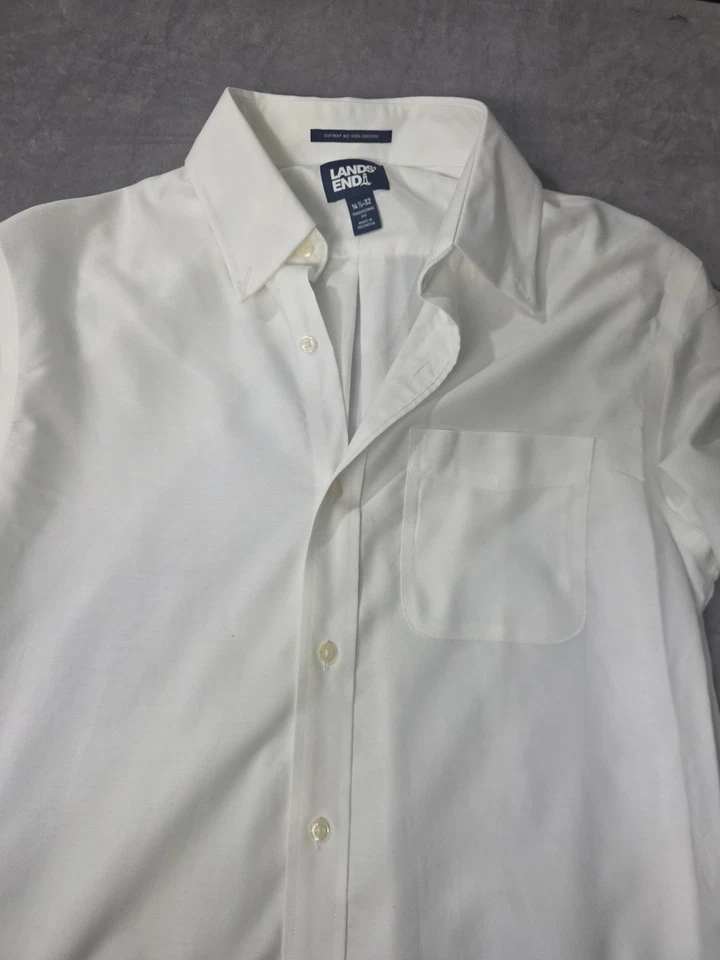 Camisa Lands' End para hombre 14,5 32. Vestido Oxford con botones No Iron Supima. HL43 Foto 3 de 4