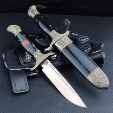 Russian 10" Finka KGB NKVD Fixed Blade Knife Hunting Outdoor Knife with Sheath