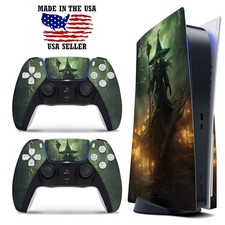 PS5 Disc Version Console  Controller Vinyl Skin Decal Wrap - Fire Witch