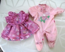 ORIGINAL ZAPF CREATIONS BABY ANNABELL DRESS & SLEEPSUIT APPROX. 43 CM DOLL SIZE