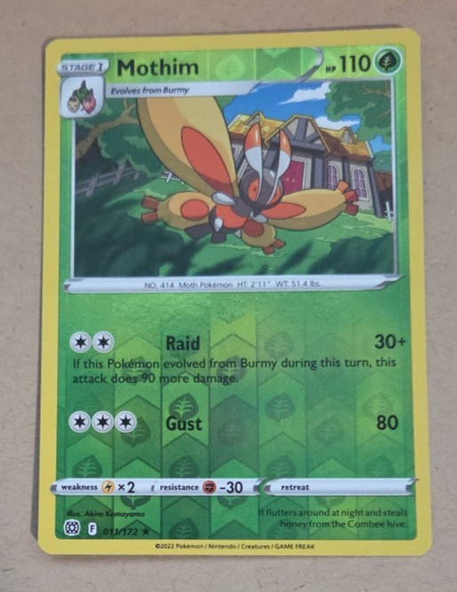 2022 Pokemon Brilliant Stars #11 Mothim Rev Holo NM to Mint Condition