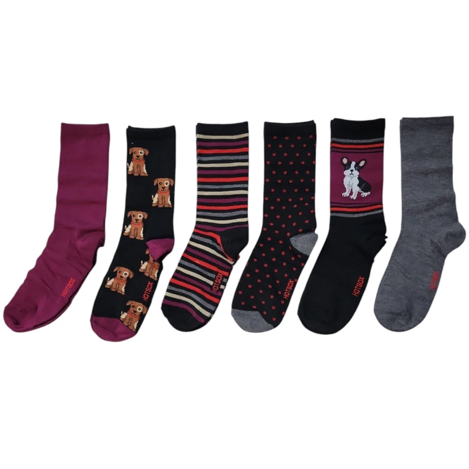 Hot Sox Women's 6-Pack Easy Care Novelty Crew Sock - Image 2 of 2